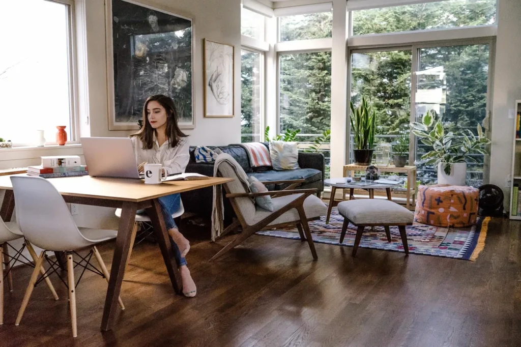 Woman working at home